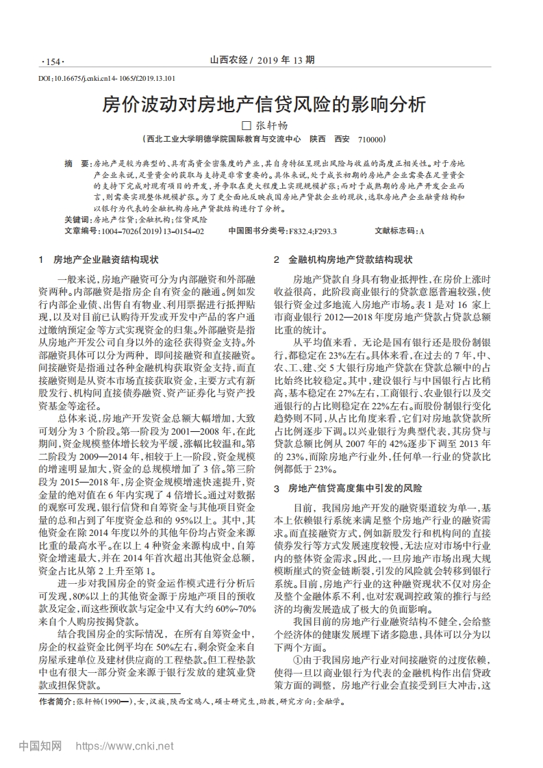 房价波动对房地产信贷风险的影响分析_张轩畅-测试站